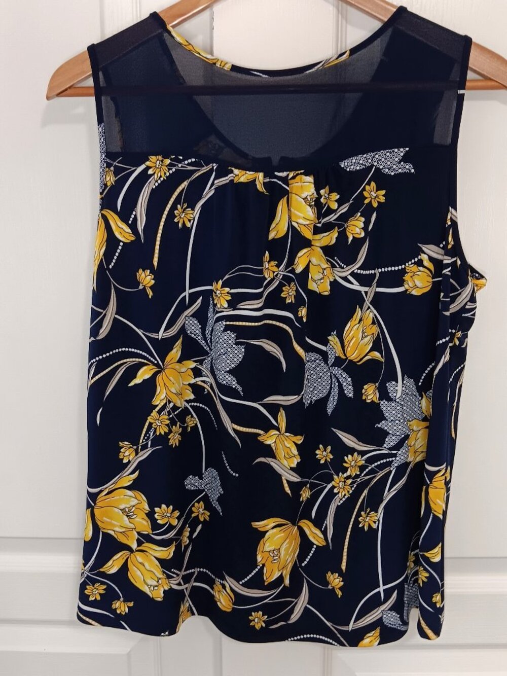 SJS Women's Blue Floral Sleeveless Top With Zipper Size L